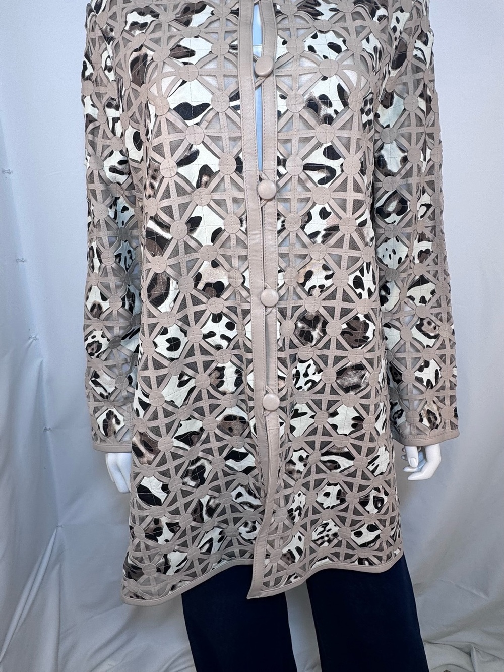 Berrin Deri Real Lambskin Leather Geometric Window Jacket US 1X/2X